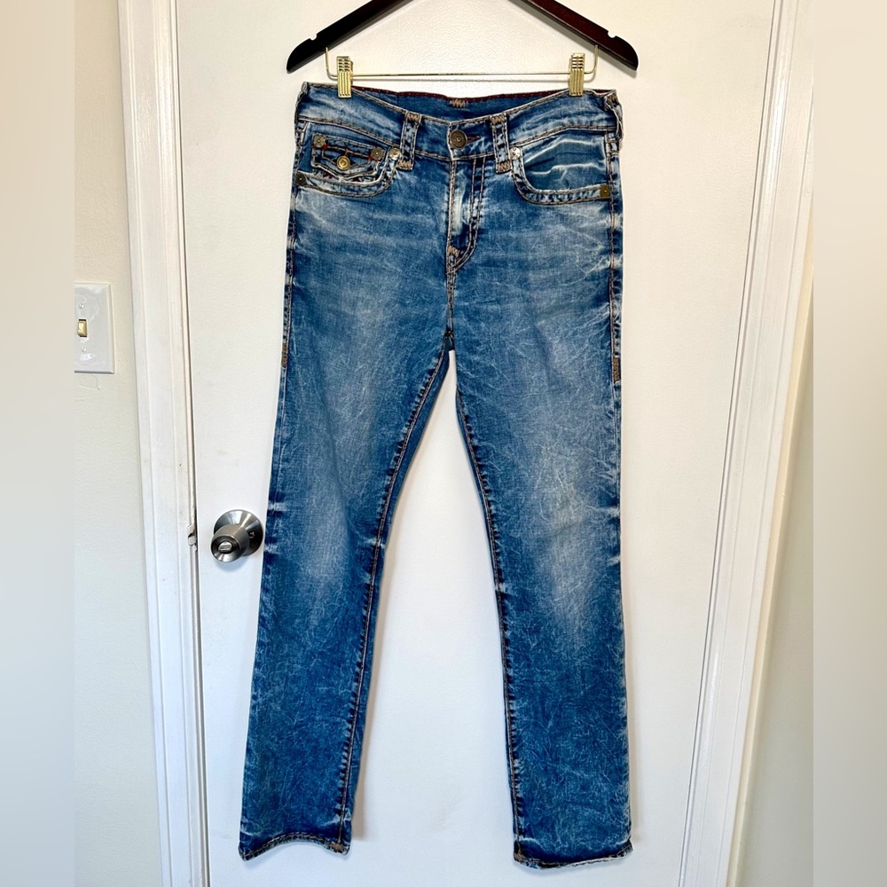 True Religion Ricky Flap Super T Stitch Relaxed Straight Jeans. Like New!